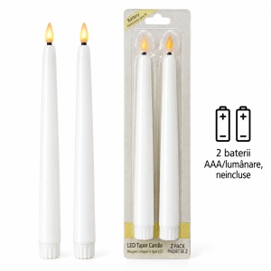 Set de 2 Lumânări LED cu efect de flacara realist, conice, alb , 25cm - Img 4