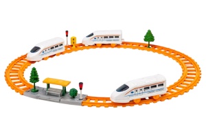 Set tren de jucărie de mare viteză cu șine , plastic rezistent, 24x20x3,5 cm - Img 2