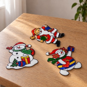Stickere de geam din silicon de Crăciun, set 12 bucăți, modele asortate, 40 × 27 cm