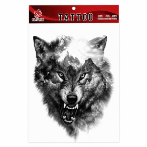 Tatuaj Temporar Semipermanent Lup Sălbatic – 20 cm, Rezistent la Apă, Efect Realist