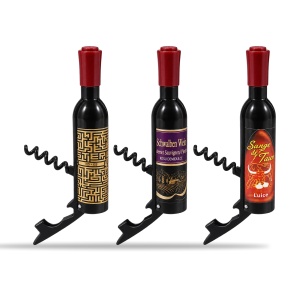 Tirbuson si desfacator sticle, model aleatoriu in forma de sticla de vin, 10 cm - Img 2