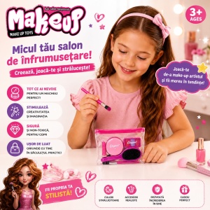 Trusă de Înfrumusețare de jucarie pentru Copii – Set Machiaj și Coafat cu Accesorii