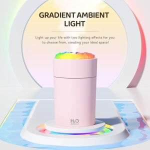 Umidificator aer USB cu lumini RGB, difuzor aromaterapie compact, silentios, roz - Img 2