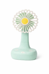 Ventilator birou tip floare margareta, oscilant 90°, 3 viteze, lumina LED, sertar cablu, USB-C, verde