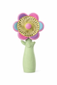 Ventilator portabil copii floare, reincarcabil USB, 3 viteze, design colorat