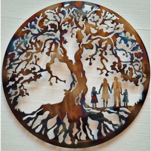 Decor perete Copacul Vieții – familie 4 membri, 2 fete, 100 × 100 cm - Img 2