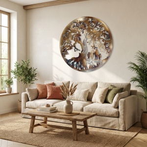 Decor perete Copacul Vieții – familie 4 membri, 2 băieți, 60 × 60 cm