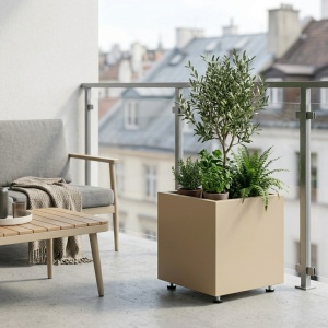 Jardiniere din metal 40 x 40 x 40 cm, Bej