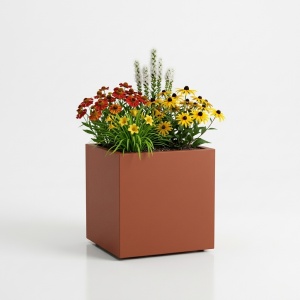 Jardiniere din metal 50 x 35 x 45 cm, Maro Ruginiu