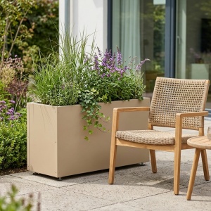 Jardiniere din metal 90 x 35 x 45 cm, Bej - Img 3