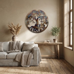 Decor perete Copacul Vieții – familie 4 membri, 2 fete, 60 × 60 cm