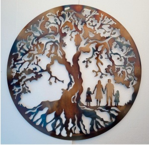 Decor perete Copacul Vieții – familie 4 membri, 2 fete, 60 × 60 cm - Img 6