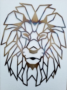 Decor perete metalic Cap de Leu – decorațiune modernă pentru interior, 60 × 48 cm - Img 3