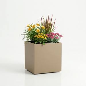 Jardiniere din metal 50 x 35 x 45 cm, Bej