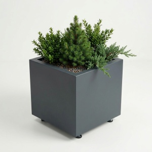 Jardiniere din metal 40 x 40 x 40 cm, Gri atracit - Img 2