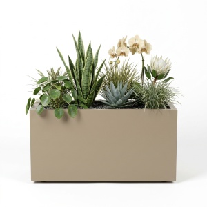 Jardiniere din metal 90 x 35 x 45 cm, Bej