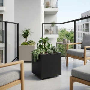 Jardiniere din metal 40 x 40 x 40 cm Negru