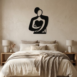 Decor perete metalic cuplu negru – decorațiune modernă pentru interior, 60 × 45 cm