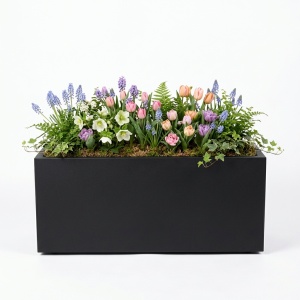 Jardiniere din metal 90 x 35 x 45 cm,Negru