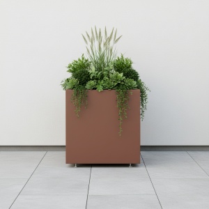 Jardiniere din metal 50 x 35 x 45 cm, Maro Ruginiu - Img 4