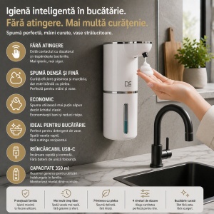 Dozator automat de săpun SPUMA cu inducție, încărcare USB, 4 niveluri, electric - Img 2