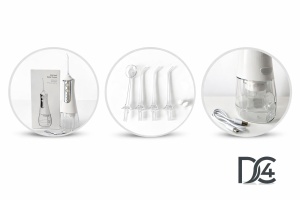 Irigator bucal electric, IPX6, 3 moduri de curatare, 5 duze incluse, Reincarcabil, Portabil, Rezervor 350 ml, Alb - Img 4