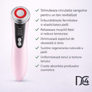 Dispozitiv facial multifunctional pentru ingrijirea pielii, Tratament Facial, Curatare ten, Hidratare, Intinerire, Lifting, Antirid, Masaj facial, 3W - Img 4