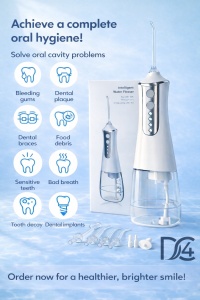 Irigator bucal electric, IPX6, 3 moduri de curatare, 5 duze incluse, Reincarcabil, Portabil, Rezervor 350 ml, Alb - Img 5