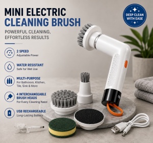 Mini Perie electrica rotativa curatenie, reincarcabila, portabila, USB-C, Impermeabila, ABS, Bucatarie - Img 2