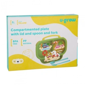Farfurie compart cu capac,galben, U-Grow - Img 6