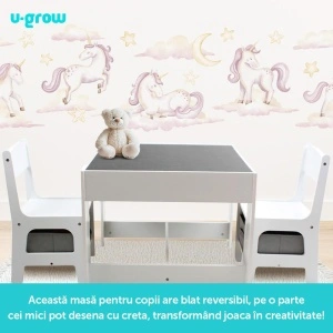 Set masuta si 2 scaune , alb MDF, U-Grow - Img 7