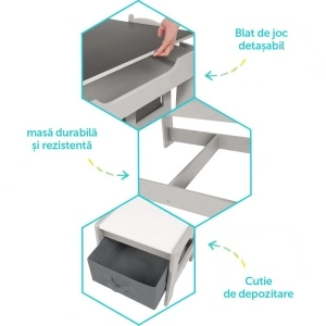 Set masuta si 2 scaune , alb MDF, U-Grow - Img 4