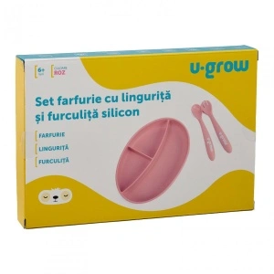 Set farfurie&lingurita, roz, U-Grow - Img 3
