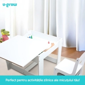 Set masuta si 2 scaune , alb MDF, U-Grow - Img 8