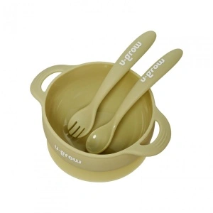 Set bol & lingurita silicon,olive,U-Grow - Img 2
