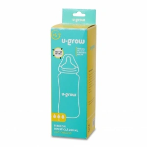 Biberon de sticla 260 ml+2 tetine,U-Grow - Img 4