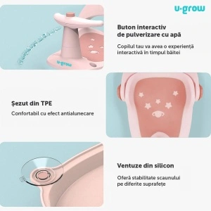 Scaun de baie bebe reglabil,roz, U-Grow - Img 4
