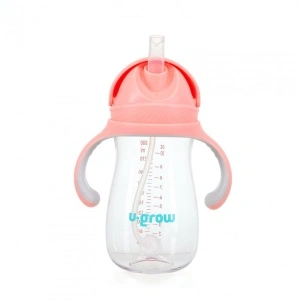 Cana cu pai tritan, roz, 300ml, U-Grow