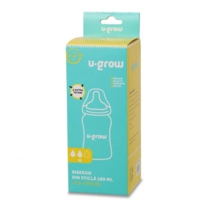 Biberon de sticla180 ml+2 tetine, U-Grow - Img 4
