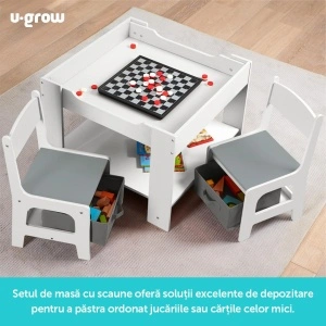 Set masuta si 2 scaune , alb MDF, U-Grow - Img 6