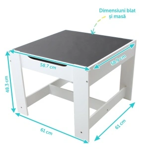 Set masuta si 2 scaune , alb MDF, U-Grow - Img 3