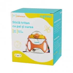Sticla tritan cu pai,curea,orange,U-Grow - Img 4