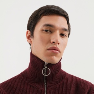 1989 STUDIO Burgundy zip turtleneck sweater - Img 2
