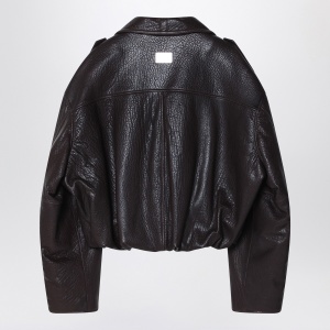 Acne Studios Brown leather over bomber jacket - Img 2