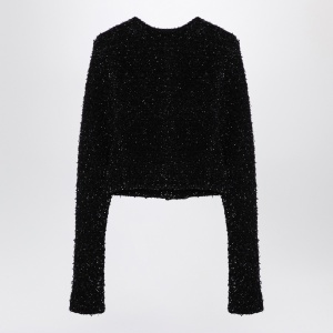 Balenciaga Black cotton blend tweed cropped cardigan - Img 2