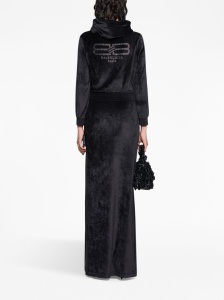 Balenciaga Crystal embellished velvet zip-up hoodie - Img 2
