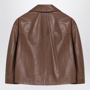 Brunello Cucinelli Brown cropped leather jacket - Img 2