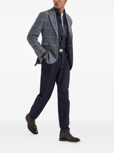 Brunello Cucinelli Deconstructed Cavallo jacket in Prince of Wales overcheck alpaca and wool with metal buttons - Img 3