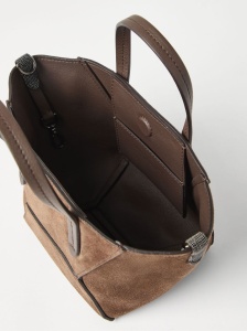 Brunello Cucinelli Duo mini bag in suede with monili - Img 3
