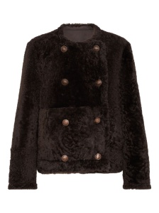 Brunello Cucinelli Fuzzy shearling reversible cropped pea coat